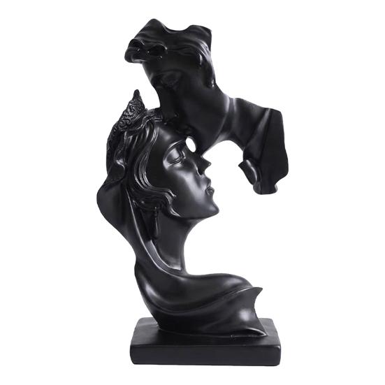 Weighted Base Sculpture Couples Kiss Sculpture, Abstract Couple Home Art Decor, Resin Minimalist Matte Black Statue Decoration, Romantic Used