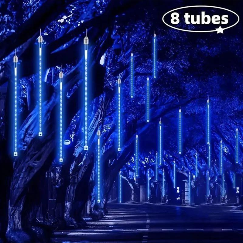 LED Meteor Shower Rain Lights Waterproof Falling Raindrop Fairy String Light Christmas Decoration 2025 Outdoor Holiday Party