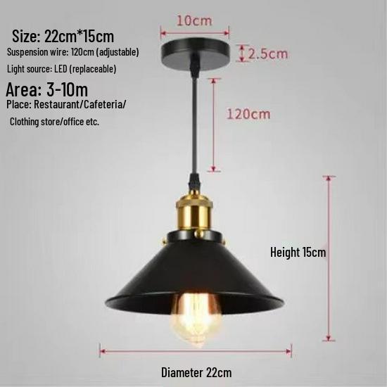 Industrial Black Retro Wrought Iron Pendant Lamp - Modern, Simple Design for Restaurants, Bars, and Hotels