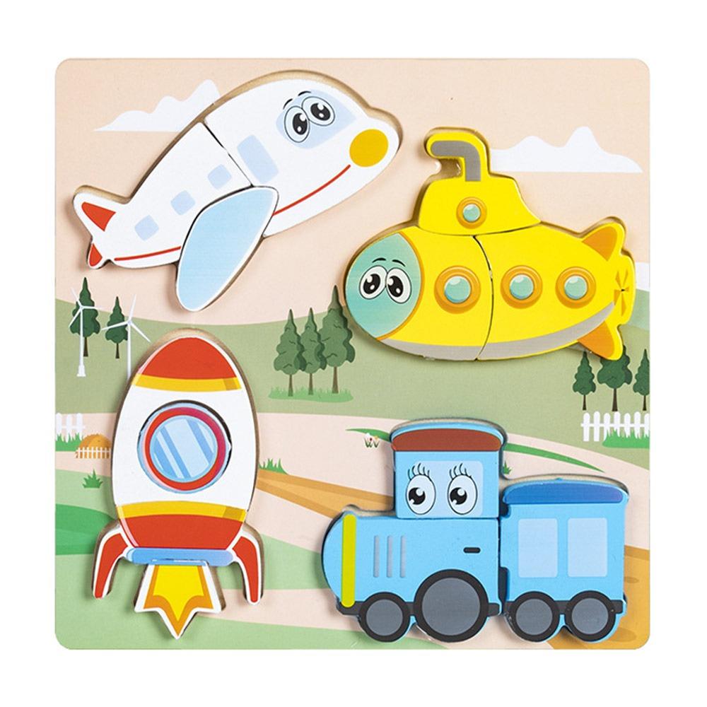 

Мультяшное животное Деревянный 3D-пазл Многоцветный Пазл для раннего развития Пазл для изучения английского языка Подарки 9