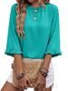 Women's Summer New Fashion Crew Neck Frill Sleeveless Blouse Top