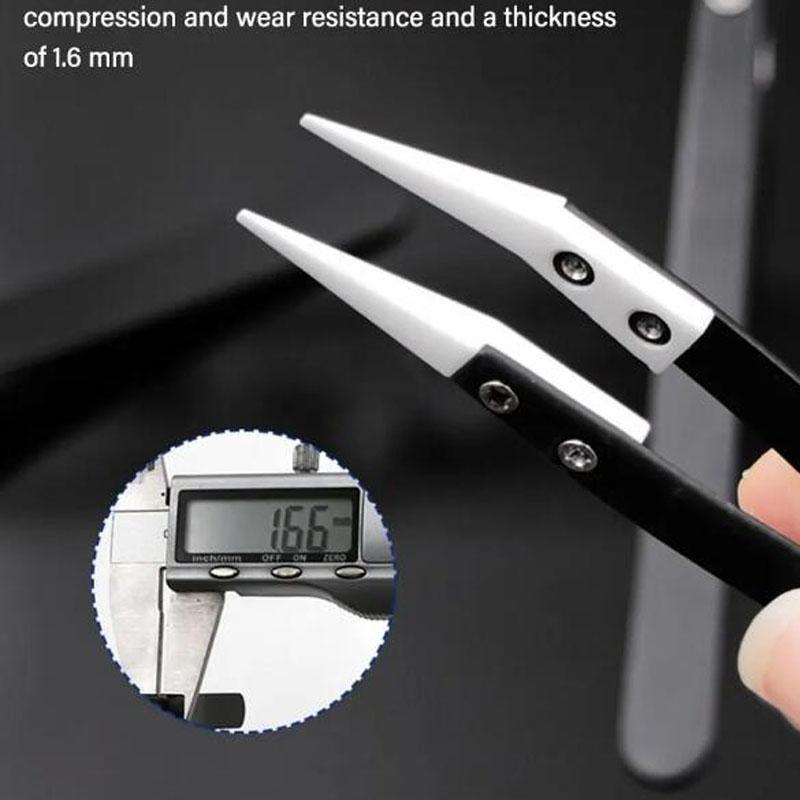 Ceramic Tips Tweezers Acid Resistant Anti-Static Electronic Soldering Tweezers Little Curved/Big Curved/Straight Tip