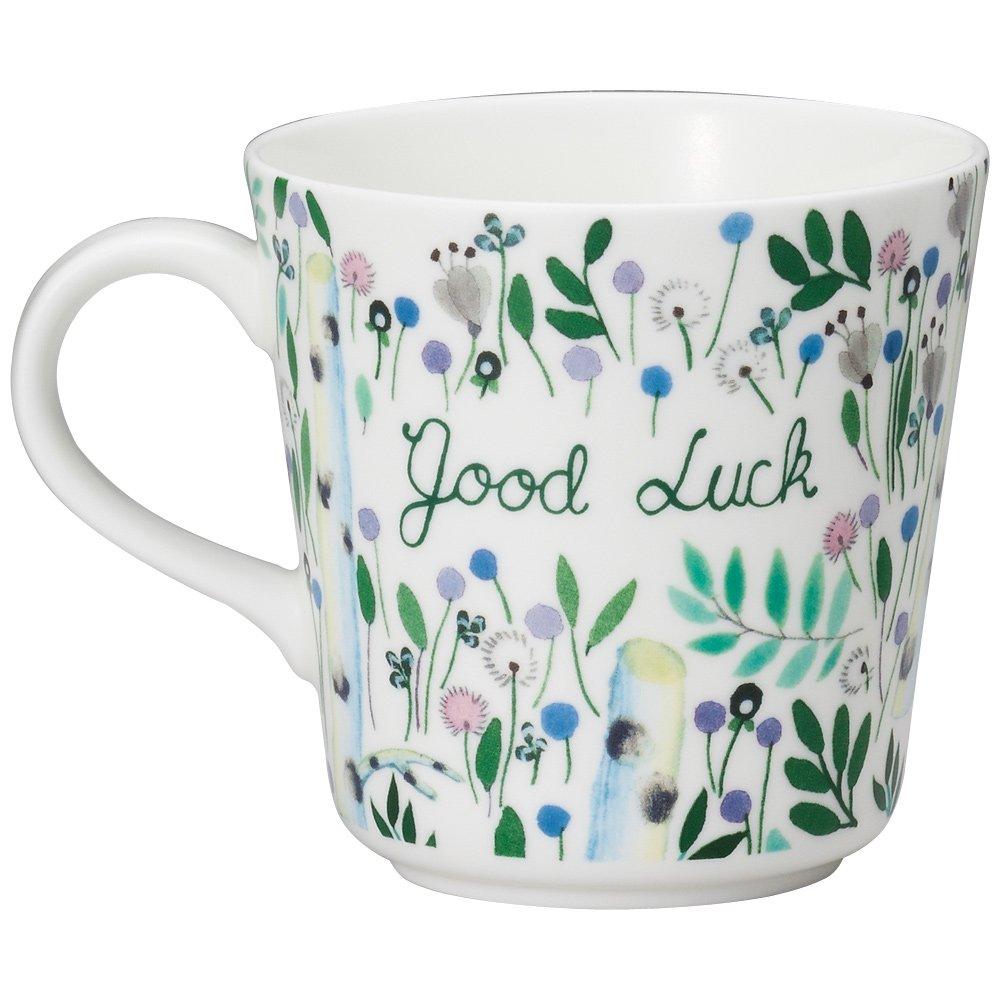 NARUMI Anna Emilia Floral Wedding Day Dishwasher Gift Gift Wrapping Product Mug, 340cc, "Good Luck" Design, Cute, Large, Gift, Mother's Gift,
