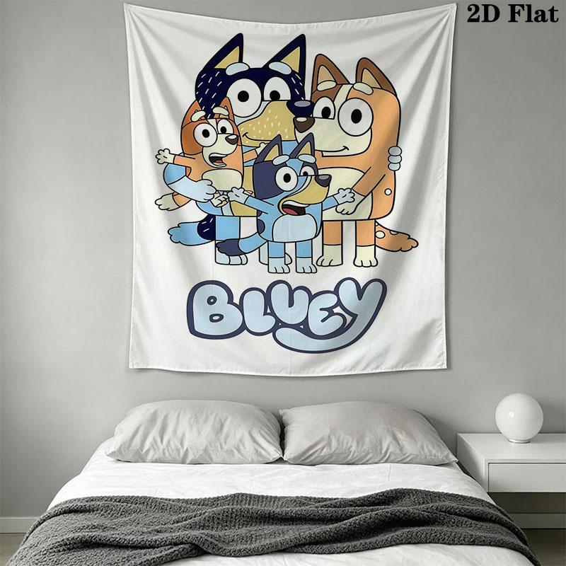 Bluey Animation Wall Hanging Printed Fabric Blanket Decorative Tapestries for Bedroom Living Room Home Decor