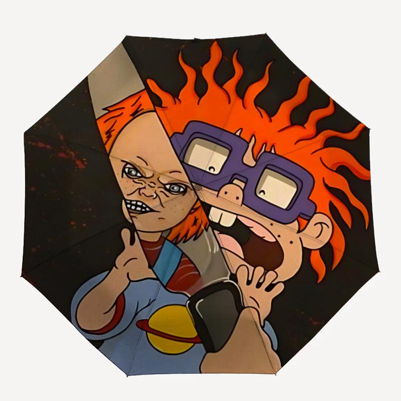 

1PC Rugrats Automatic Open/Close Folding Cute Umbrella, Windproof 8 Ribs Construction, Lightweight Travel Umbrell 36