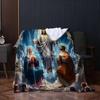 1PC Jesus Portrait Blessing Throw Inspirational Gifts and Prayers Religious Blanket Soft Cozy Warm Blankets for Women Men Gift