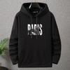 Big Size Hoodie Men Winter Fleece Sherpa Lined Warm Hooded Shirt Male Cotton Print Letter Paris Plus Fat Extra Large Clothes