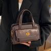 Solid Color Pocket Boston Tote Bag Handbag Underarm Bag Temperament PU Bowling Bag  Women