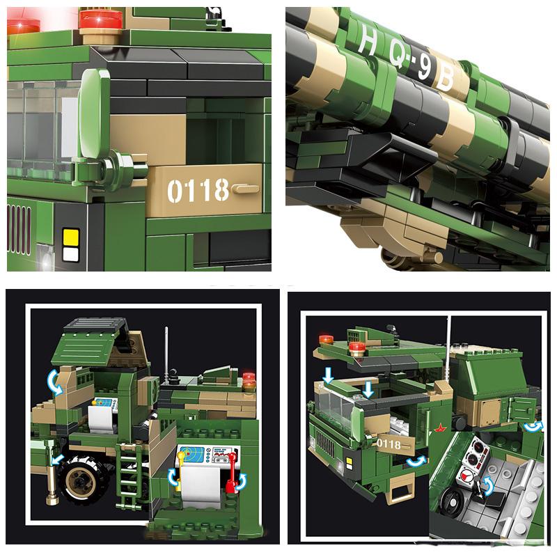 2023 Military Missile Vehicle World War II Chinese Army Long-Range Rocket Launch Armored Model Building Blocks Bricks Toys