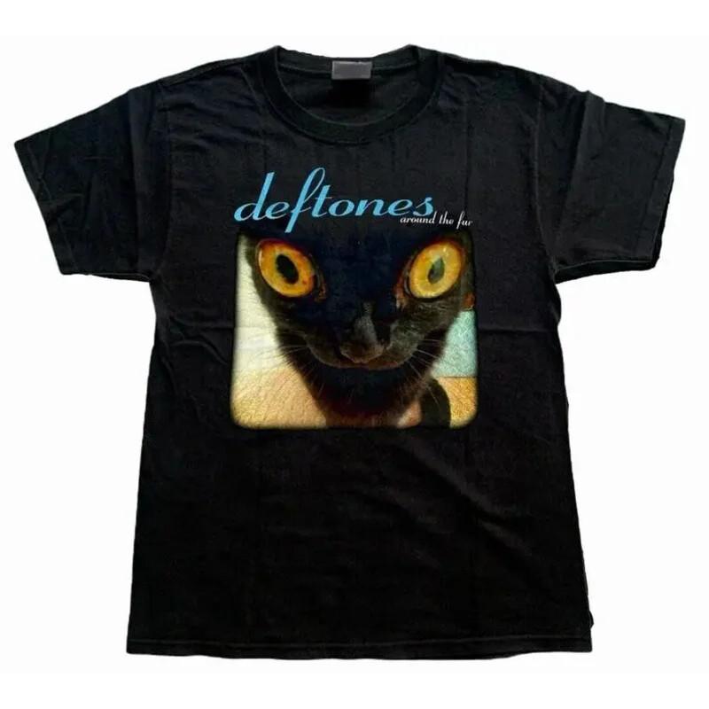 Around The Fur Jinx Кот Группа Deftones Винтаж Черная Мужская Футболка Размер S- 3XL Унисекс Унисекс Футболка S