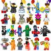Figurine Bloc de Construction Boîte Aveugle Ensemble: Dieu de la Richesse, Clown de Cirque, Homme Carotte, Homme Poulet Mini Blocs