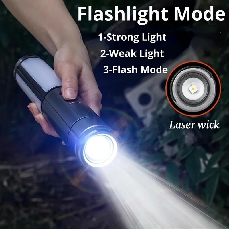 Telescopic Camping Lantern, Rechargeable Camping Lights, Multifunction Tent Lamp with Hook 3Model Flashlight for Camping, Hiking