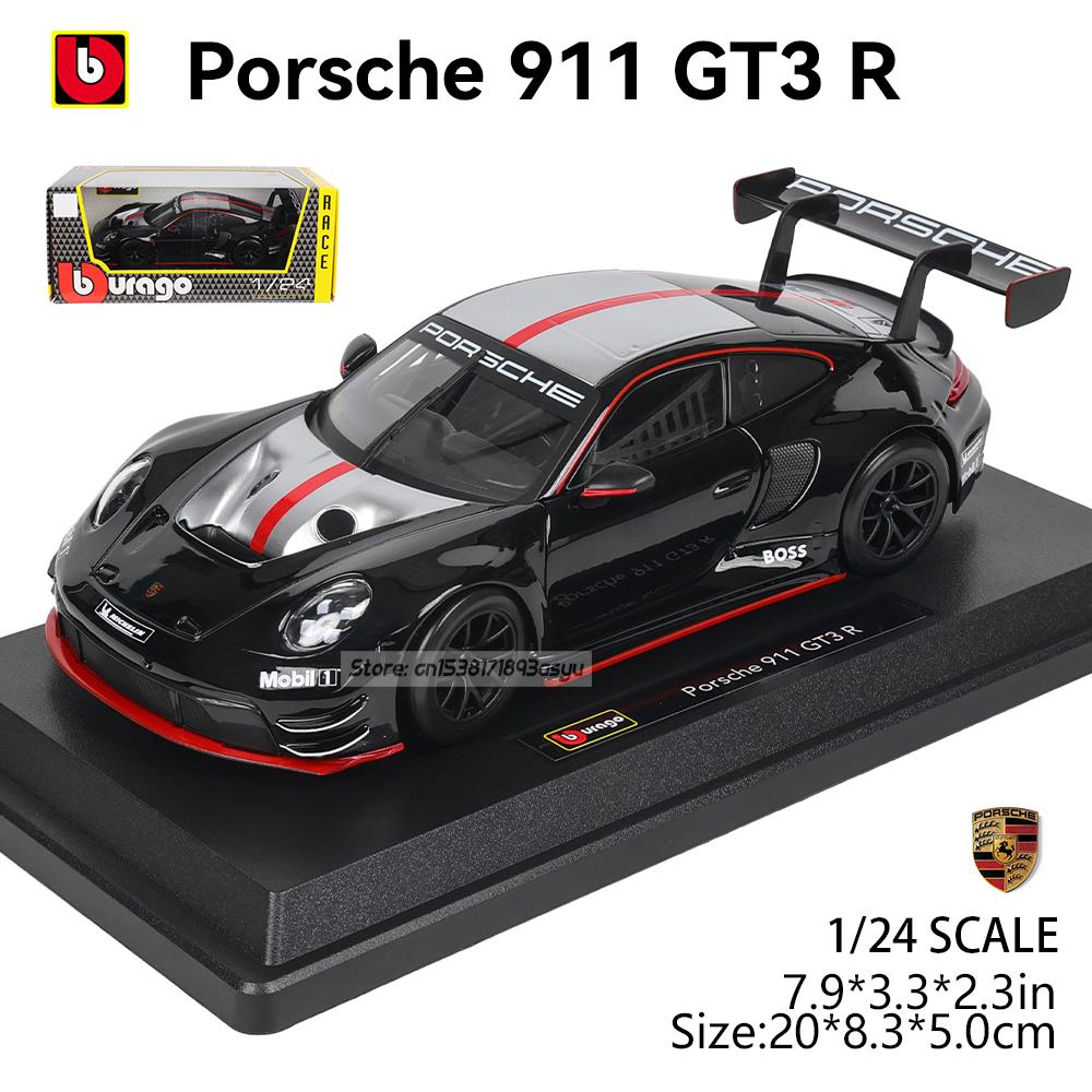 Bburago 1:24 black Porsche 911 GT3 R racing edition die casting alloy car model Art Deco Toy tool gift factory authorization