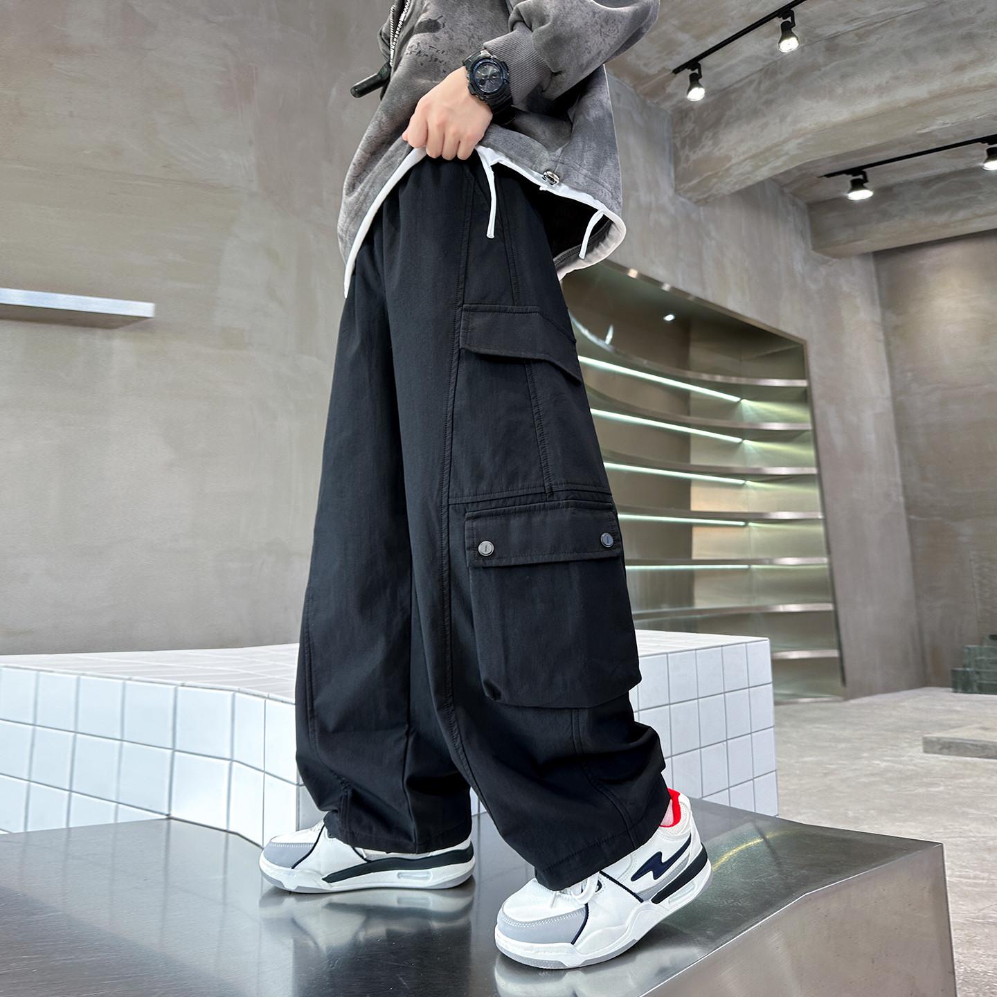 

2025 Повседневные осенние черные брюки прямого кроя для мальчиков - Универсальные и модные 180 cm чёрный