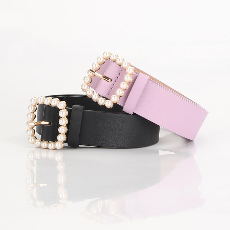 The Square-shaped Pearl Buckle Belt Is Fashionable, Versatile, Sweet and Cute. It Is A Fashionable and Elegant Decoration for Ladies