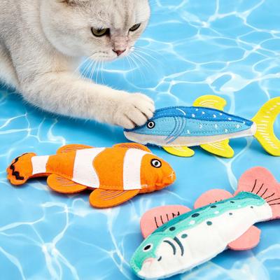 Felt Fish Cat Chew Toy with Catnip Bite Resistant Fish Shape Kitten Teething Boredom Relief Toy Indoor Cats Teeth Cleaning Interactive Toy