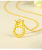 5D Pure Gold Butterfly Bow Knot Auspicious Clouds Qiankun Cudgel Princess Peace Buckle Necklace