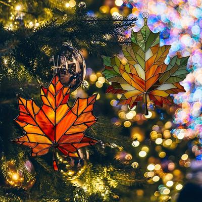 Pendentif en acrylique en forme de feuille d'érable de 9,9 cm, ornement mural pour fenêtre, panneau d'érable d'automne, attrape-soleil pour la récolte, Thanksgiving, fournitures de fête d'automne