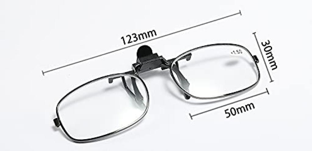 Reading Glasses Wears over regular suitable for fishing and hiking [PLOPLO] Clip-on Flip-up - glasses, (Black, 2.5 inches)