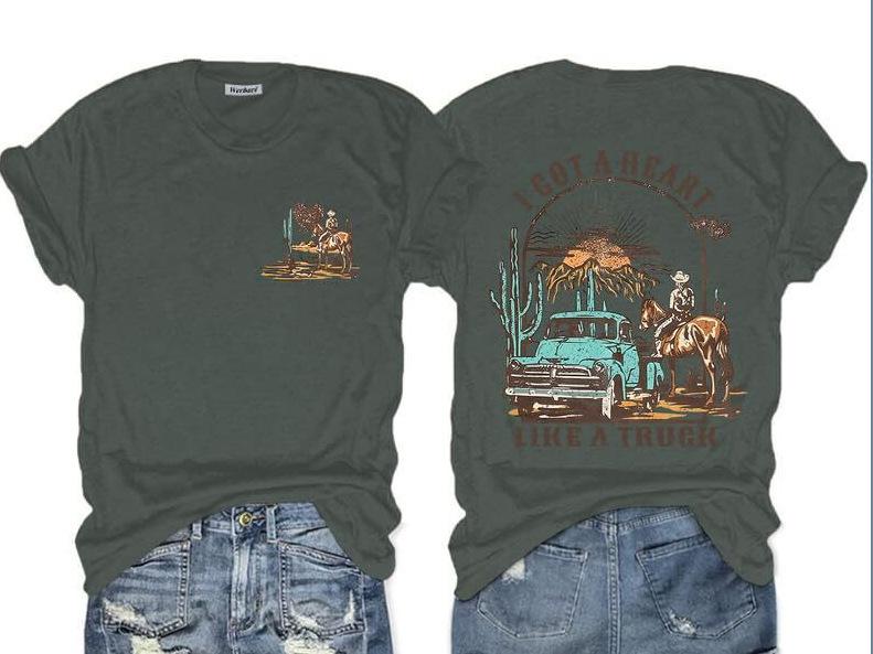 New Summer Short Sleeve Men's D Letter Halloween Theme Digital Printing T-Shirt Men