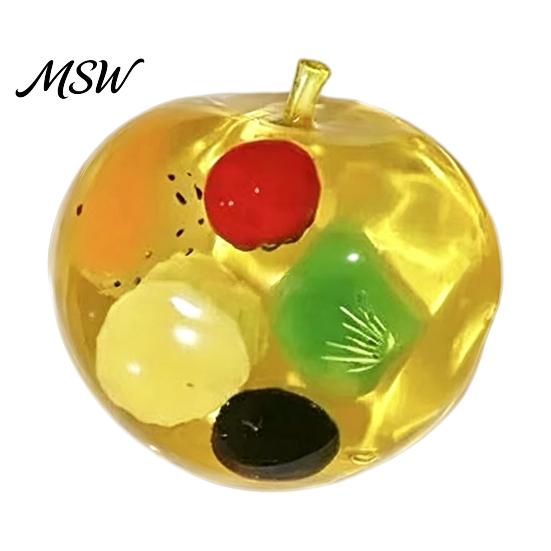 Fake Fruit Bar Squeeze Toy Clear with Inside, Stress Relief Shapeable Soft TPR Fidget Gadgets Stick Sensory Toy, Transparent Strip Figdet for