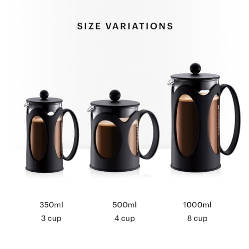 BODUM Kenya French Press Coffee Maker, 350ml, Black, with Stainless Steel Filter and Glass Beaker, for Immersion Coffee. [Authentic] 10682-01