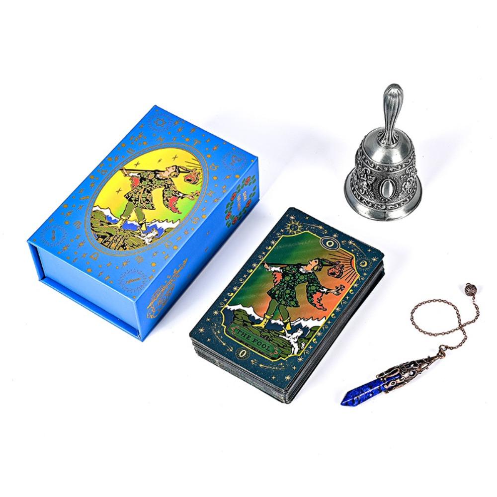 Blue Moon Smith Waterproof Gold-Foil Tarot Cards 12*7cm - Divination Deck with Metallic Finish, Mystic Design 78 Pcs Cards