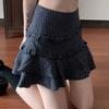 Modische Vintage Karomuster Cupcake Mini Röcke Sommer Hoher Bund Damen Mehrlagige Rüschen Basic Patchwork Röcke