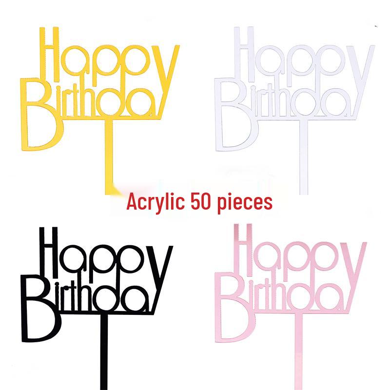 50 Stück Goldene Acryl-Kuchenstecker - Geburtstag, Festival, Muttertagsfeier