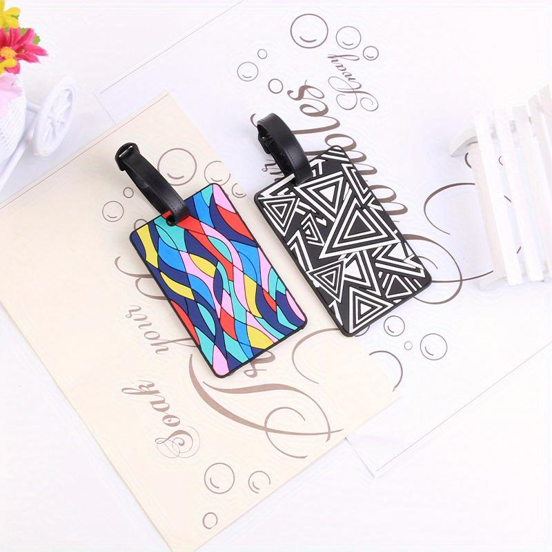 Puzzle Striped Printed Luggage Tag PVC Soft Silicone Card Holder Cartoon Boarding Pass Aircraft Luggage Tags Suitcase Label