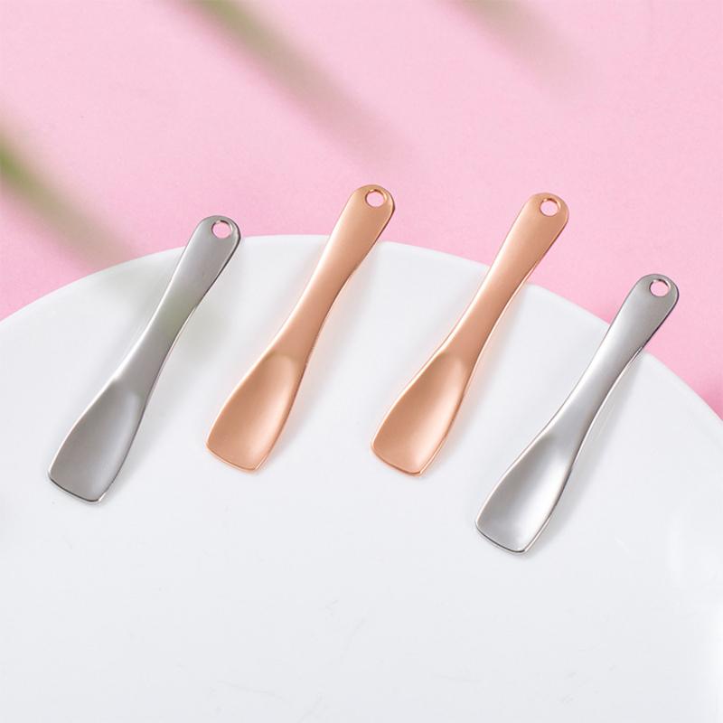 1pcs Metal Zinc Mini Cosmetic Spatula Curved Scoop Gold Silver Makeup Accessories Mask Cream Spoon Eye Cream Stick Beauty Scoop