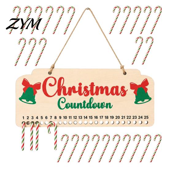 Christmas Party Supplies Wooden Advent Calendar, Hanging Countdown Board with Candy Holiday Mantle Decorations Dates, Festive Wall Decoration