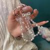 1 Piece  Sparkling Diamond Bow Phone Chain Pendant Keychain Y2K Phone Charm Wrist Strap Beaded Cellphone Lanyard