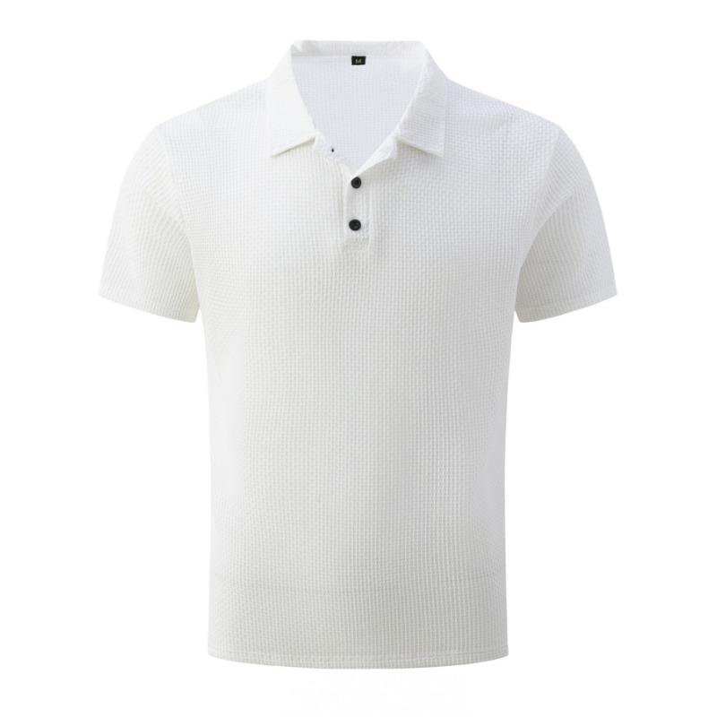 Polo da uomo a maniche corte in maglia a nido d'ape Casual Traspirante Top da lavoro