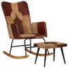 Day and Night - Day and Night Rocking Chair with Real Leather and Brown Canvas Stool