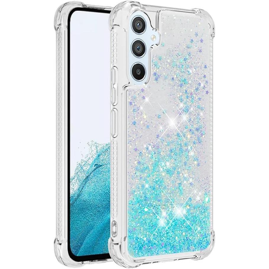 Compatible with Samsung Galaxy A54 5G Case Glitter Cute Clear Phone Case Floating Quicksand Shockproof Protective Bumper Soft TPU Case for Samsung