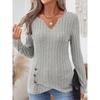 JPNTKY Women's Fashion Casual Solid Color Print Long Sleeve V Neck Blouses & Shirts