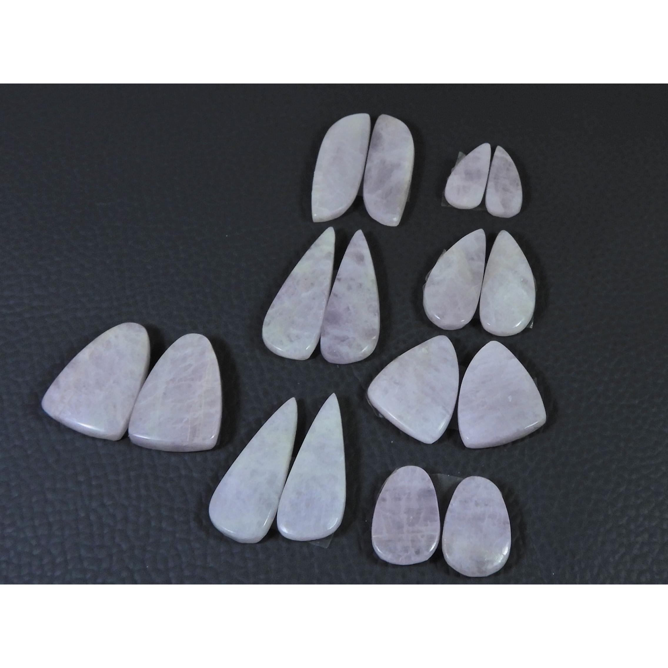 

156Cts. Natural Pink Kunzite Matched Pair Fancy Cabochon Gemstone 8Pair Lot C-1369