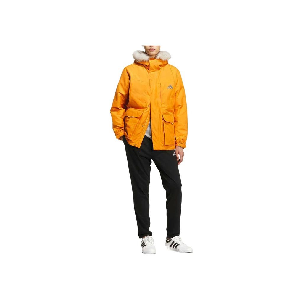 Adidas Fur Parka Down Solid Color Woven Hooded Down Jacket Men Outerwear KQ5512