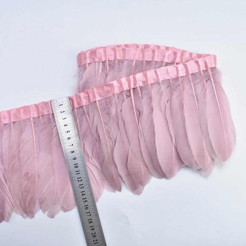 2Meters Colored Goose Feathers on Tape Trim White Black Geese Ribbon Fringe for Clothes Cape Sewing Flecos Wedding Accessories