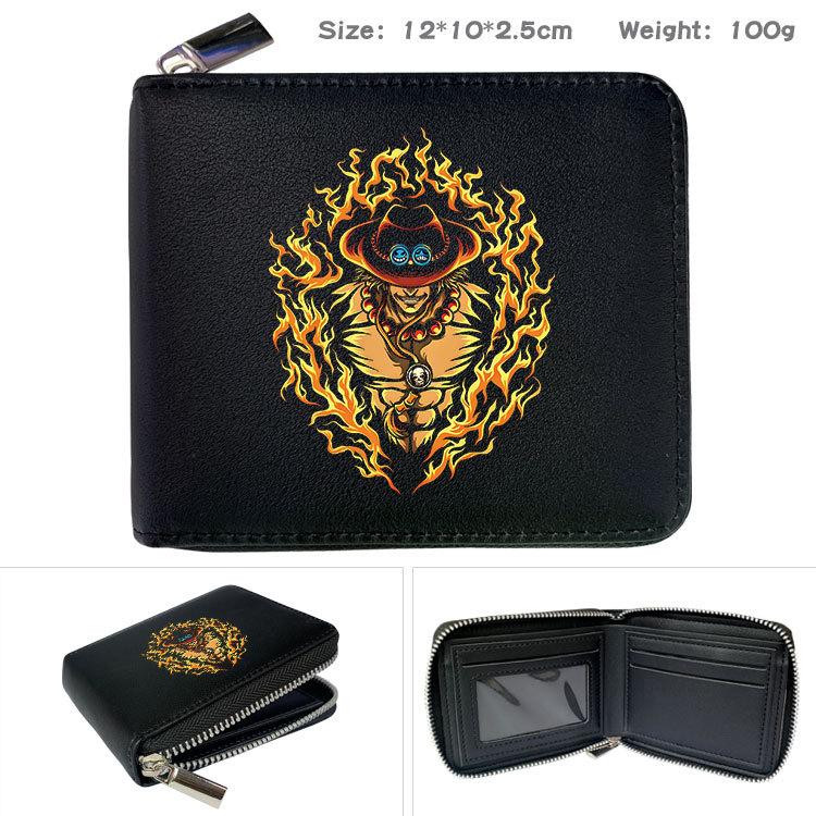One Piece Anime Reißverschluss PU Geldbörse Luffy Aufdruck Kurzes Münzfach Kartenhalter
