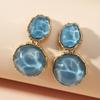 1 Pair of Asymmetrical Light Green Earrings with Creative Water Patterns, Irregular Oval Earrings,  and Fashionable Earrings and Accessories
