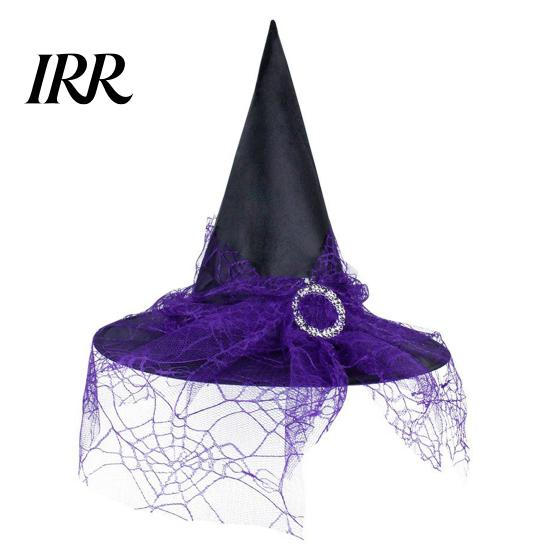 Halloween Party Accessory Witch Wizard Hat, Adult Kids Cosplay Cone Hat with Spider Pointed Web Star Decor, Gothic Costume Prop, Trick or Treat for