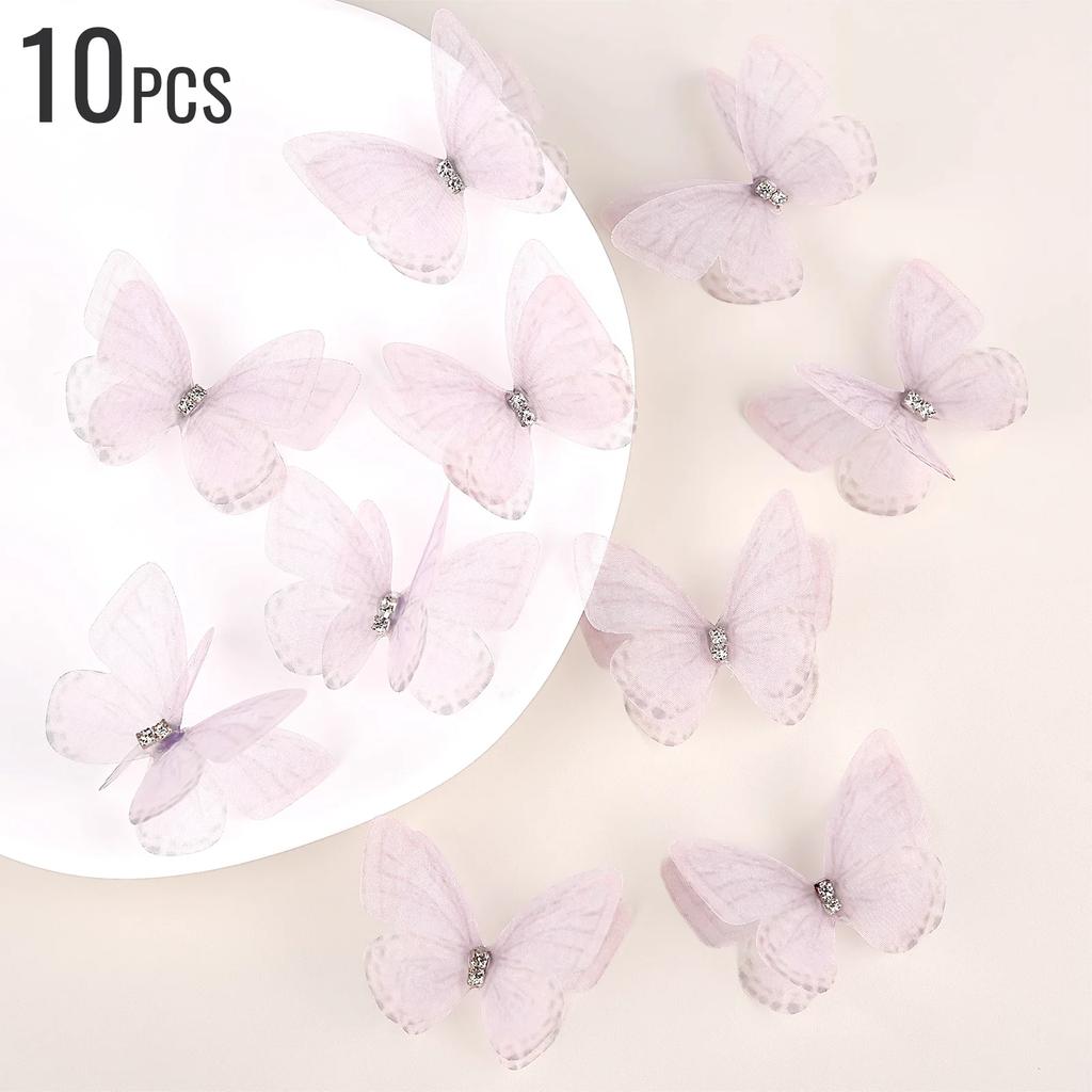 10pcs/Lot 5cm Double Layer Lace 3D Butterfly Applique Simulation Mesh For Handmade Clothes Nail Hair Clip Wedding Decoration