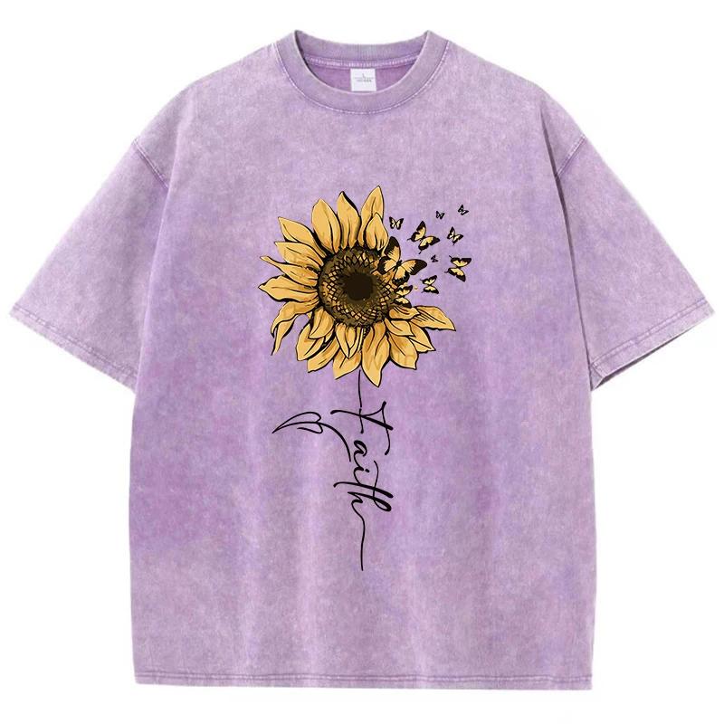 Summer personalized oil painting printed Tshirt casual water wash vintage Tshirt soft Unisex and Women comfortable Tshirt