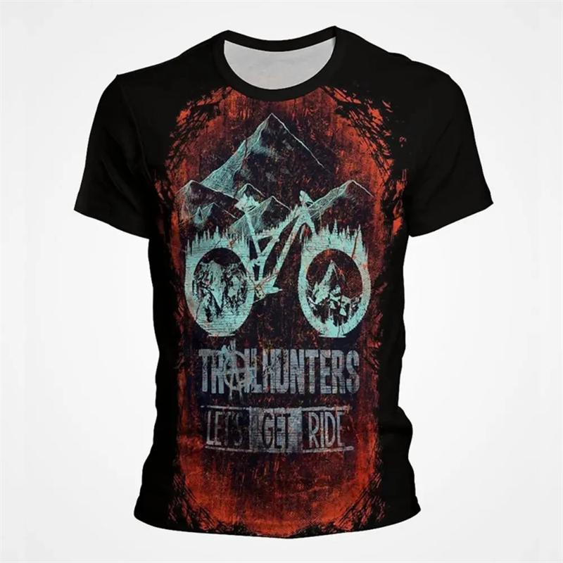 Vintage Outdoor Cycling Graphic T Shirts For Men 3D Printed Mens Bike T Shirt