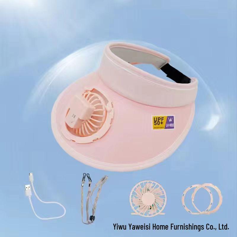 Wiederaufladbare Sommer-Sonnenvisier-Mütze für Damen mit Ventilator