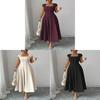Polyester Solid Color A Line Dress With Splicing Details For Daily Wear
