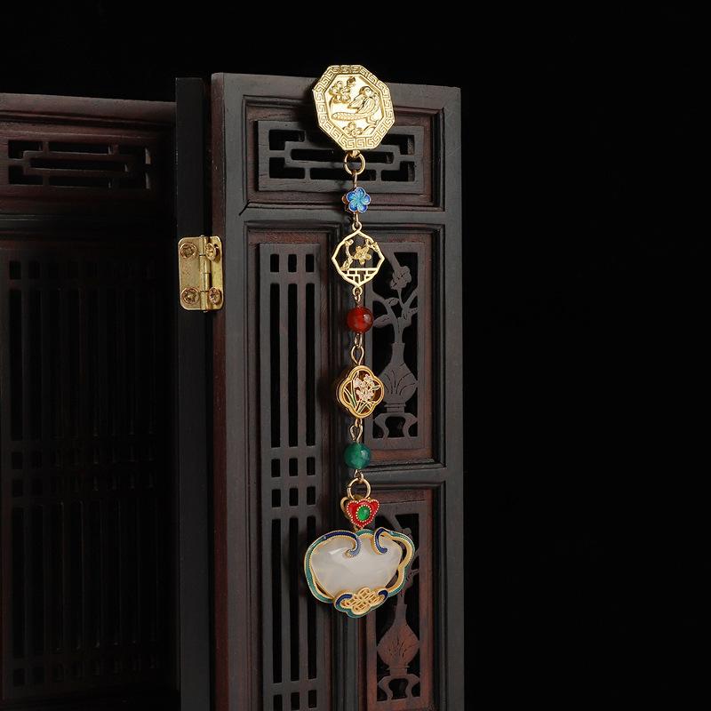 Yulouchun design cheongsam press pendant Chinese style retro long fringed jade pendant accessories women
