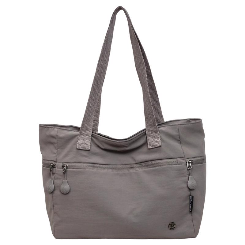 Cross-border Multi-compartment Commuter Tote - Large Capacity Solid Color Shoulder Bag for Outdoor Travel